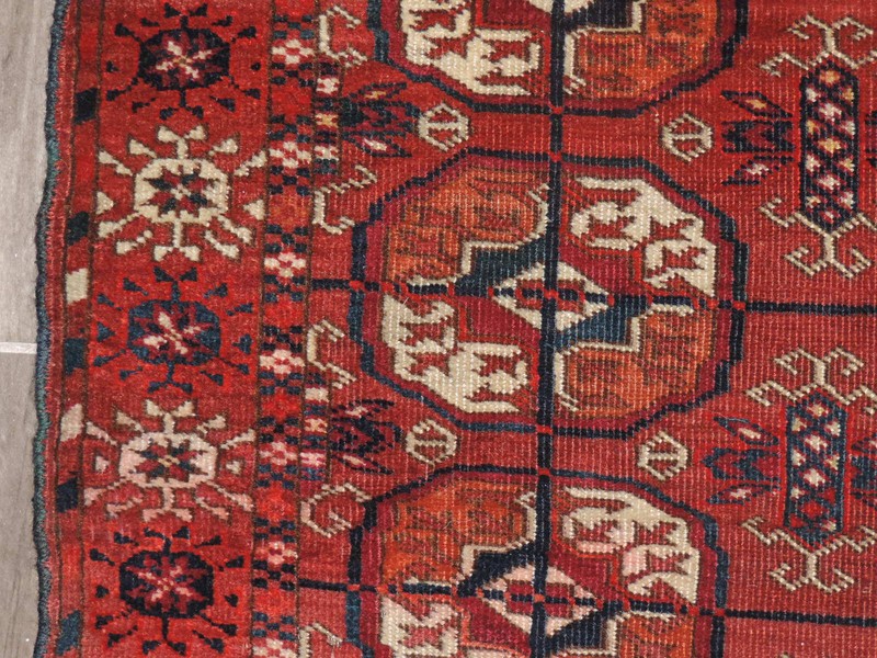 3x4ft. Antique Turkoman Bokharra Wool Rug gallery
