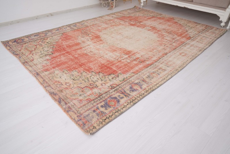 Turkish Vintage Oversize Rug 7x9 Handmade Oushak Large Traditional Carpet 417 gallery