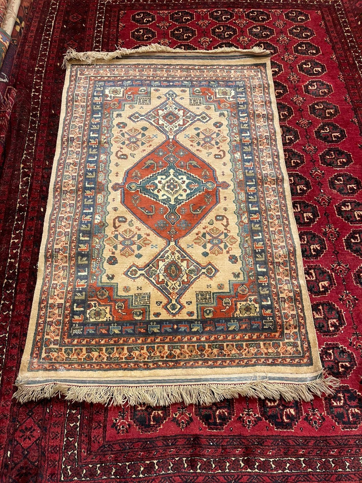 Vintage Stunning Kazak Caucasian Carpet, Gorgeous Kazak Caucasus Carpet gallery