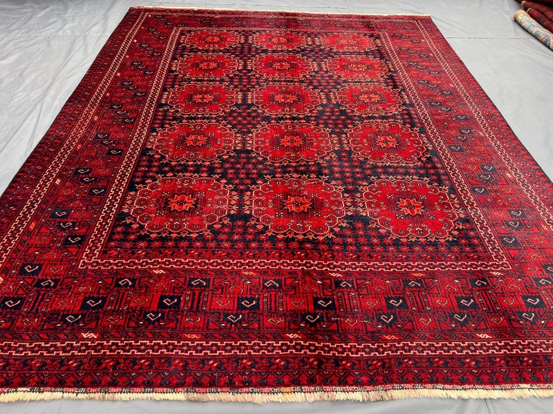 6'8x8'9 ft Turkoman All-Over Floral Rosette Gul Handknotted Wool Vintage Rug gallery