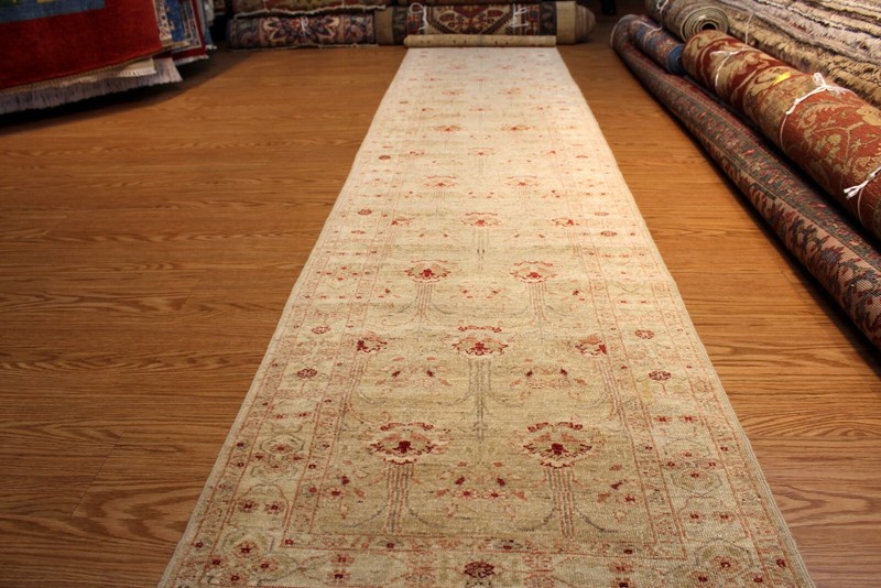 14 ft. Long Hall Runner Handmade Vegetable Dyed Muted Color Beige Background gallery