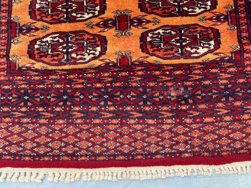 3x5 ft Geometric Turkmen Bokhara Small Faded Low Pile Antique Afghan Wool Carpet gallery