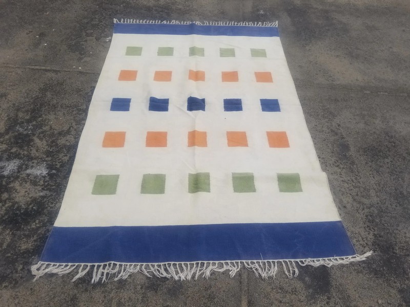 Fine Vintage Traditional Hand Made Wool Multicolor Kilim 204x132cm gallery