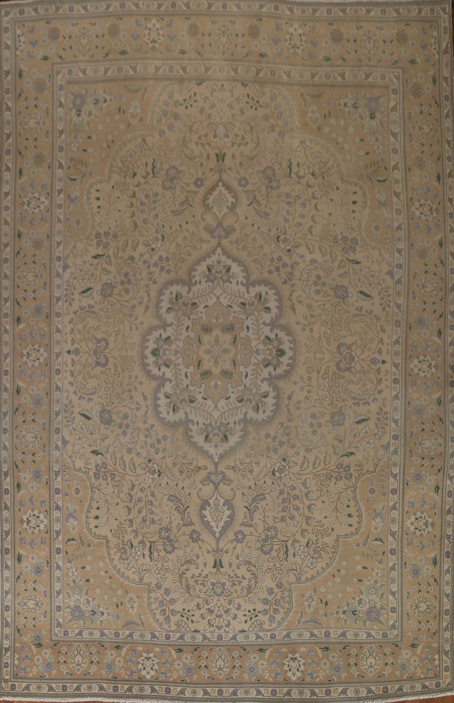 Hand-made Beige/ Gold Traditional Floral Living Room Area Rug 10x13 Carpet