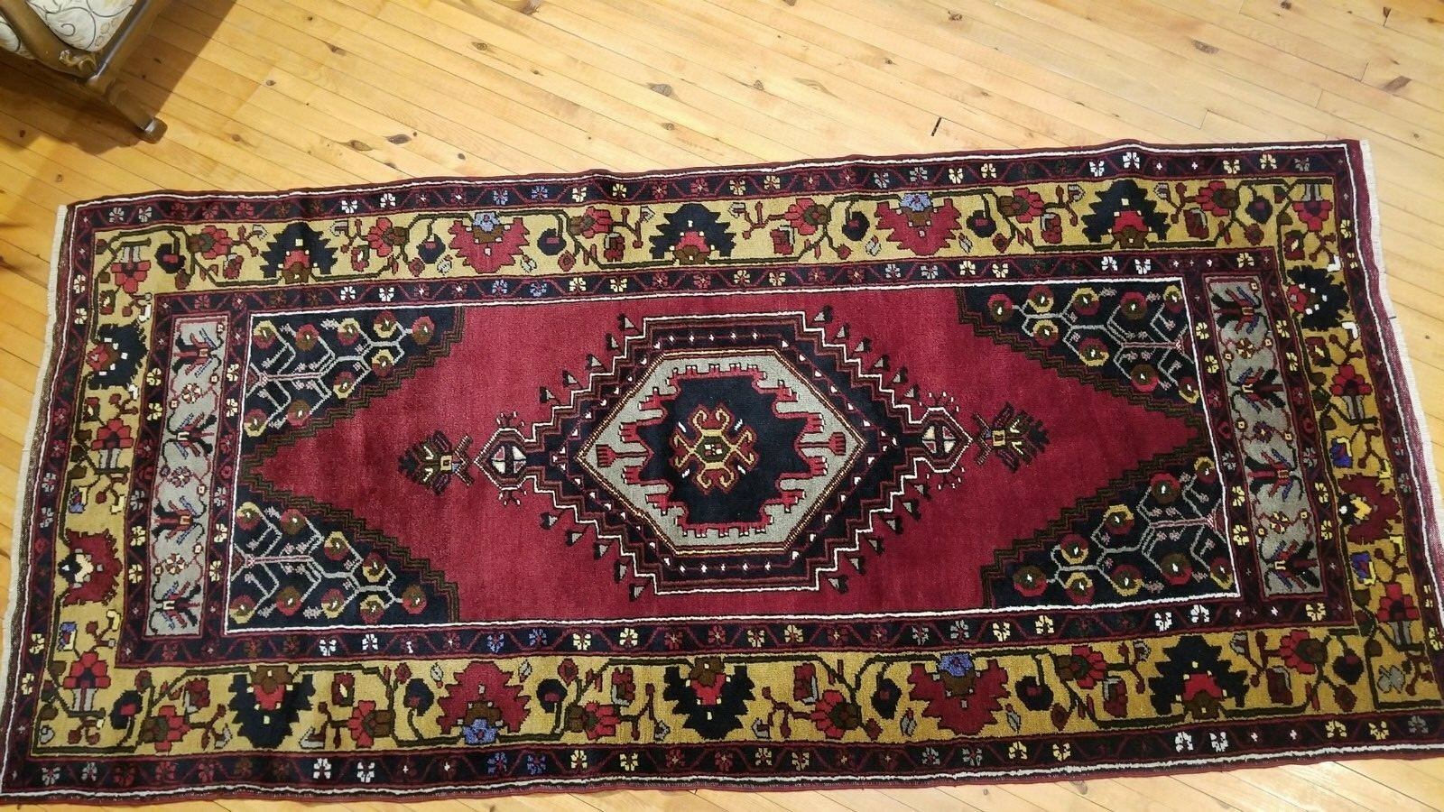 Antique 1900-1939's Natural Dye Tribal Rug 4'2" × 9' gallery