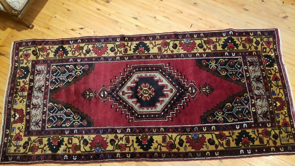 Antique 1900-1939's Natural Dye Tribal Rug 4'2" × 9'