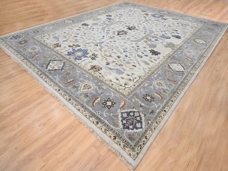 Light Gray, Denser Weave, Soft Wool,Floral Motifs Oushak Rug 14x18 ft gallery