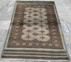 Vintage Afghan Rug, Jaldar Bokhara Rug, Traditional Area Carpet (4×6 ft.)