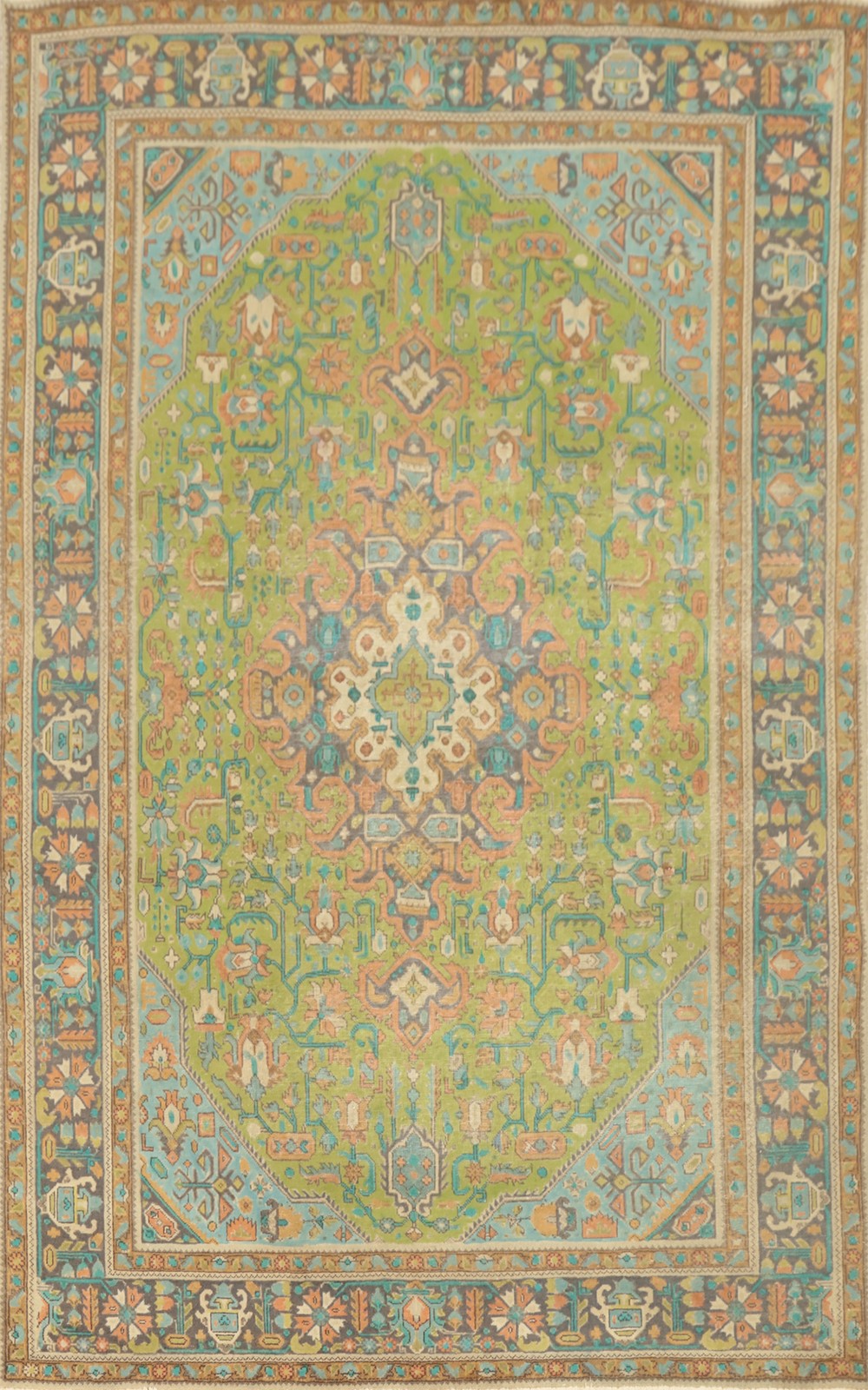Light Green Over-Dyed Wool Handmade Traditional Living Room Area Rug 7x9 Carpet gallery