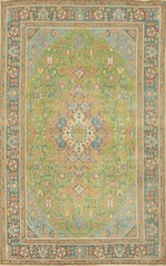 Light Green Over-Dyed Wool Handmade Traditional Living Room Area Rug 7×9 Carpet