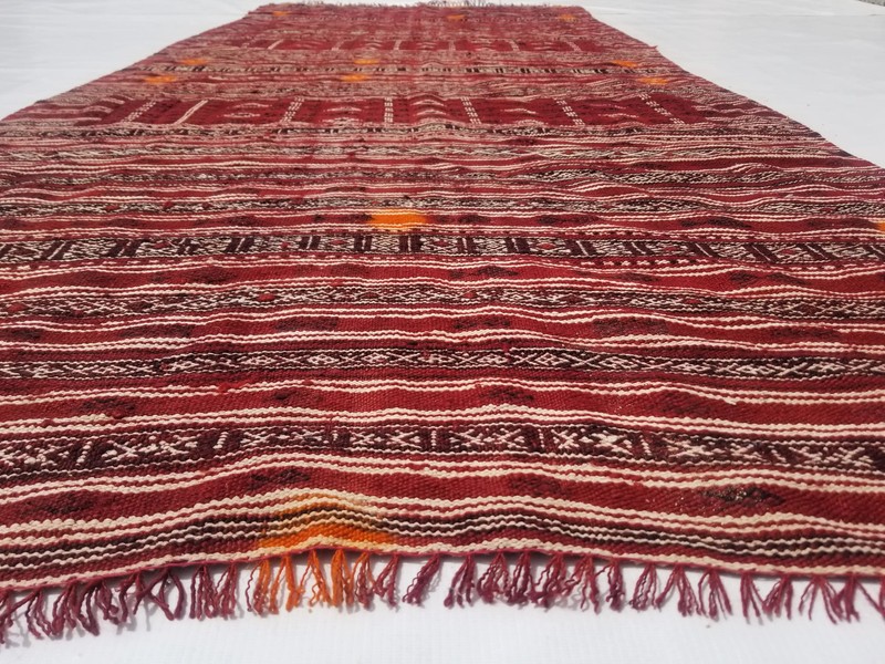 Vintage Traditional Handmade Tunisian Bakhnoug Wool Multi Kilim Rug 8.3x3.6ft gallery