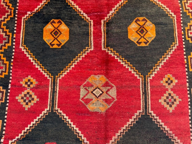 Vintage Turkish Inspired Caucasian Medallion Wide Runner Rug, Tribal Display Rug gallery