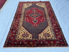 Beige Afghan Baluchi Medallion Rug 4×6 ft Fine Hand Knotted Oriental Area Carpet
