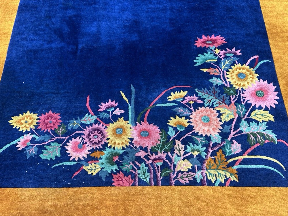 Ci 1920's ANTIQUE ART DECO CHINESE NICHOLS RUG 6.2x8.11 RARE SIZE BEAUTY