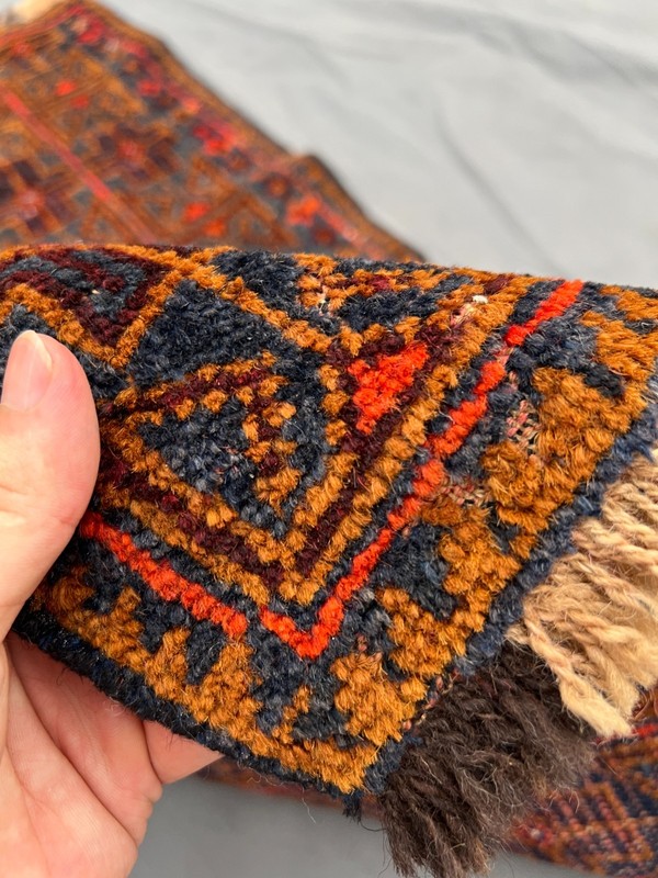 Orange Brown Caucasian Rug 2'3x3'4 Hand Knotted Wool Geometric Vintage Tribal ru gallery