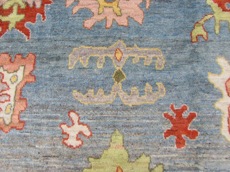 Vintage Traditional Hand Made Turkish Oushak Oriental Wool Blue Carpet 432x332cm gallery