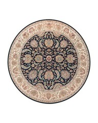Round Indo Per’sian Mahal Rug 8×8, Black & Cream, Wool, Hand Knotted