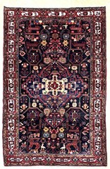 6×11 Vintage Nahavand Rug Hand Knotted Wool Oriental Navy Tribal Bird Animal
