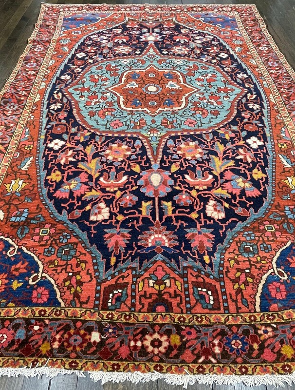 Extremely Rare And Gorgeous Kermann Rug circa 1920 Unique Color+Design 4’7x6’10” gallery