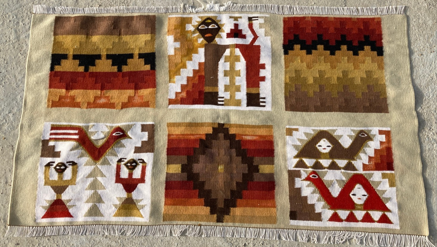 Vintage Traditional Handmade Beautiful Tunisian Kilim Floor Rug Carpet 98x54 cm gallery