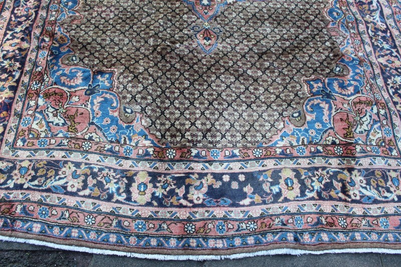 Vintage Hand Made Traditional Wool Faded Brown Pink Beige Carpet 297x210cm gallery