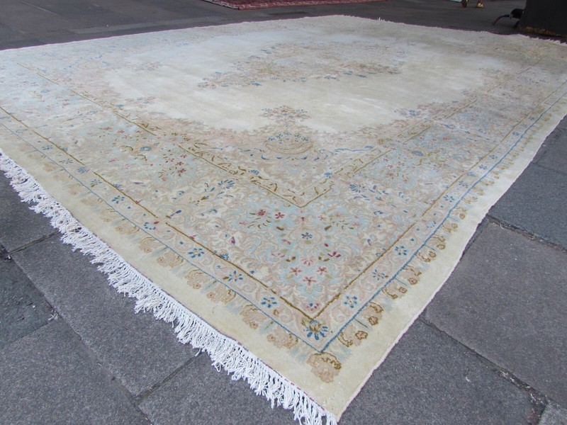 Vintage Hand Made Traditional Oriental Wool White Oversize Carpet 490x325cm gallery