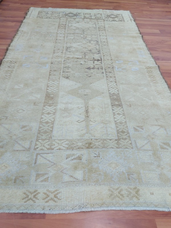Antique 4x6 Antique Rug Oriental Beige Rug Turkish Pale Wool Rug Free Ship Rug gallery