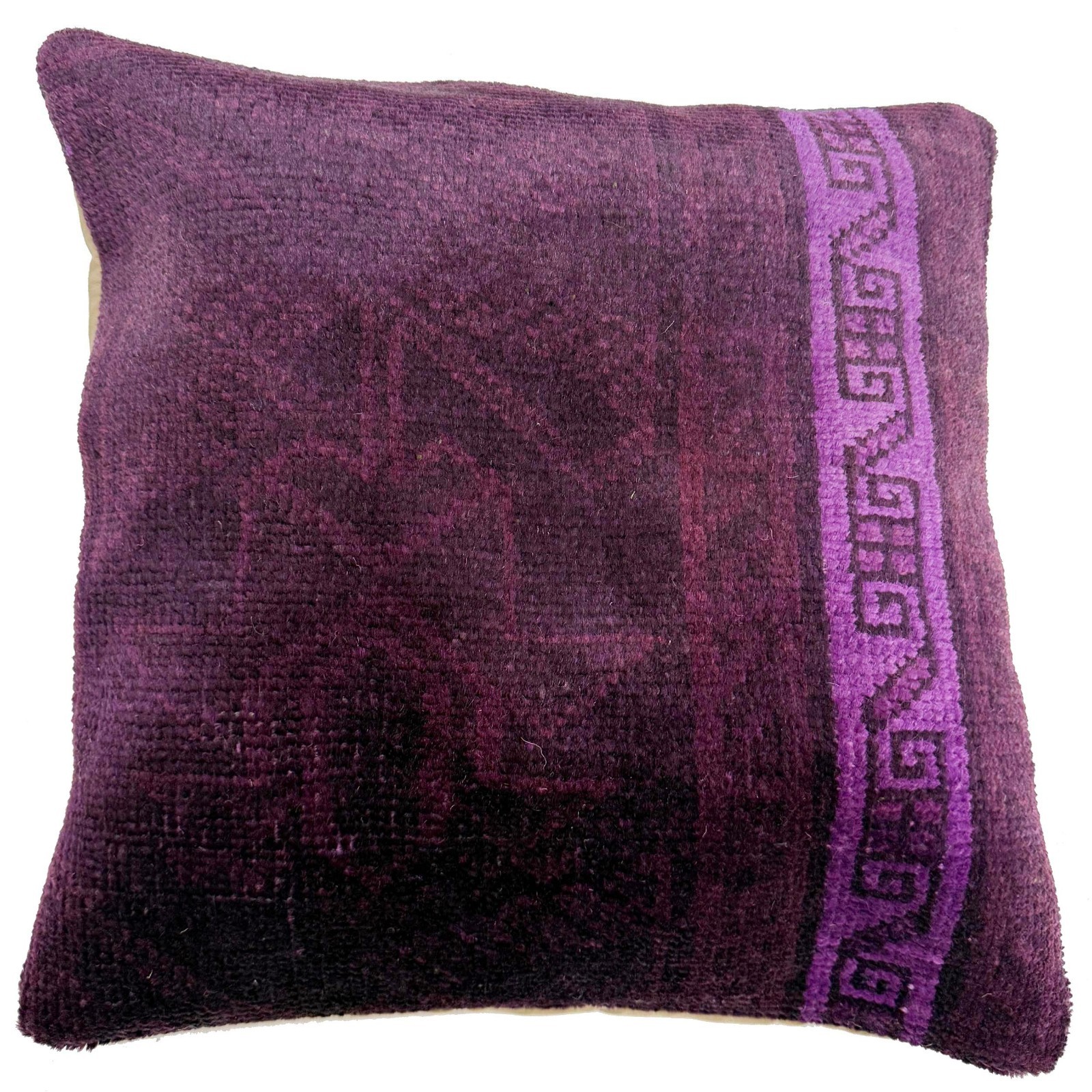 Overdyed Carpet Cushion Distressed Wool Decor Pillow 1.4x1.4 ft gallery