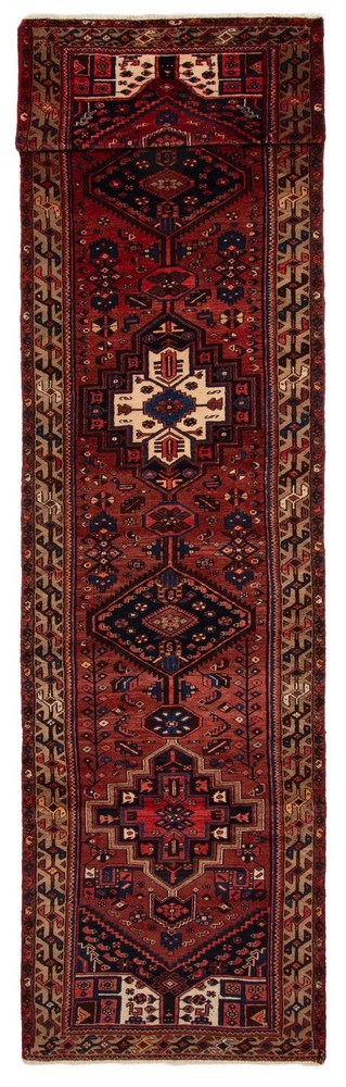 Vintage Hand-knotted Runner Rug 3'5" x 16'3" Traditional Oriental Wool Carpet