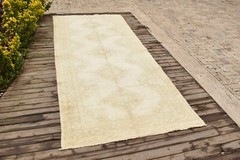 Turkish Rug 55”x133” Vintage Muted Color Rug 4×11 Oushak Carpet 142x340cm