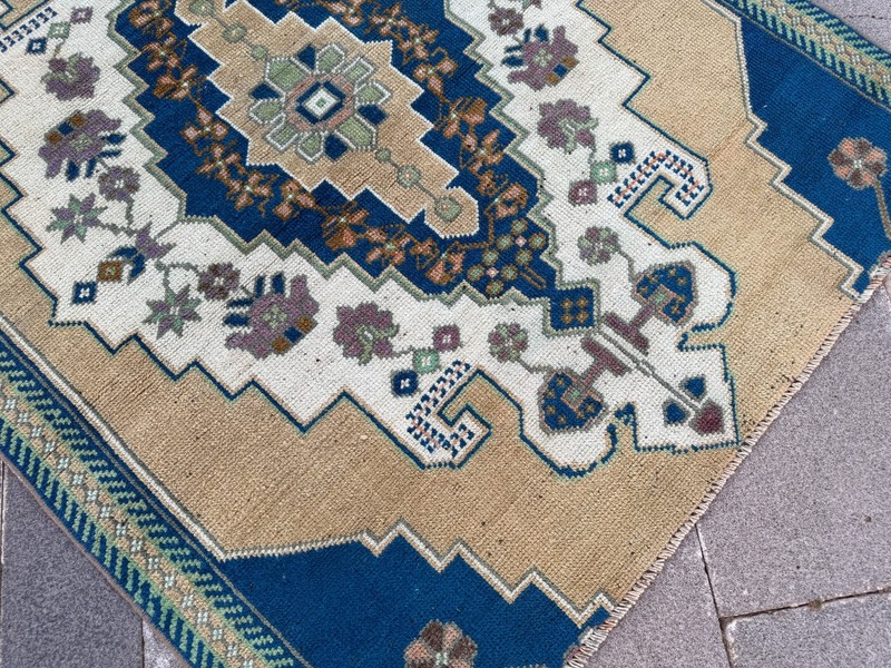 Vintage Taspinar Rug 3.7x4.5 Ft Turkish Wool Area Rug Handmade Tribal Carpet gallery