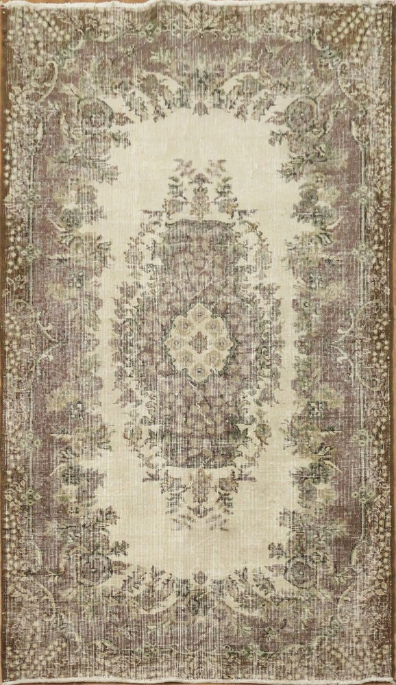 Luxurious Distressed Floral Anatolian Turkish Rug 4x7 Ft Handmade Wool Carpet