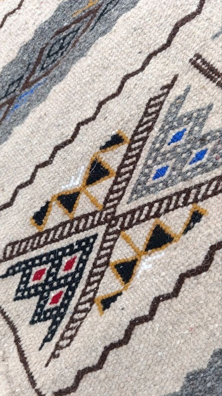 Saharan Wool Rug Algeria Berber Tribal Wall Hanging Boho Decor 31x20 Inches gallery