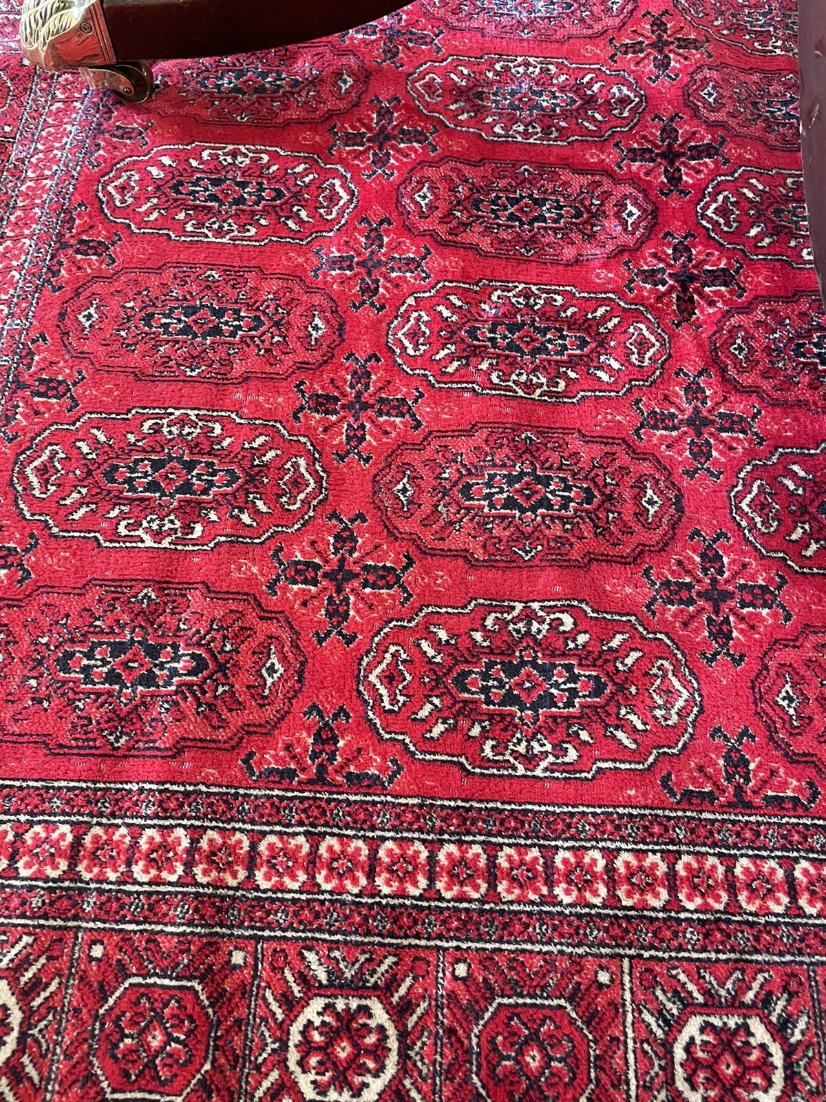 Vintage hand woven knotted 100% SILK RUG new fringe red black beige 4 x 5' gallery