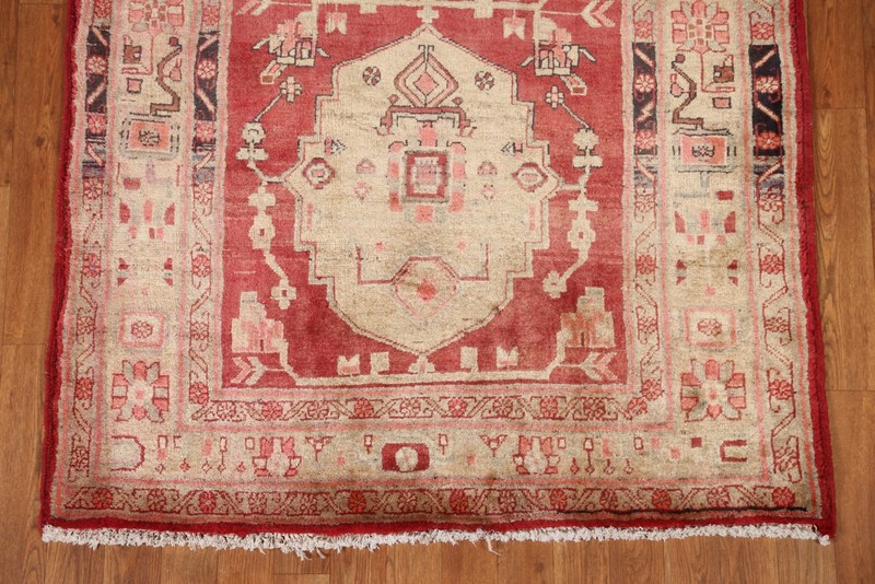 Red Wool Hand-knotted 13 ft Runner Rug Vintage Traditional Hallway Carpet 4x13 gallery