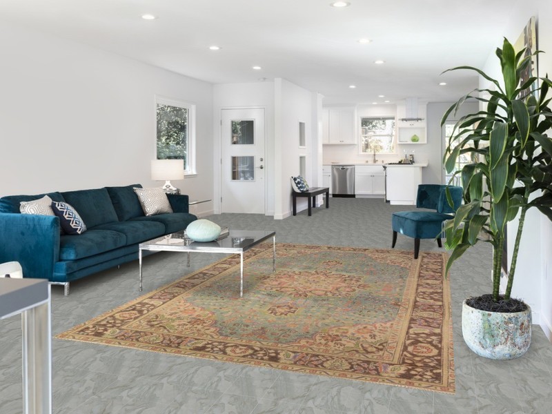 Vintage Blue Traditional Area Rug 7x10 Over-dyed Handmade Wool for Living Room gallery