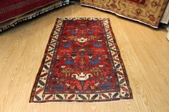 6′ X 3’6″ ANTIQUE HANDMADE LILIHAN DESIGN TRIBAL RUG Bibikabad ORANGE RED #4682