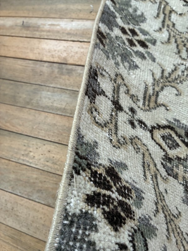Rare Pastel Vintage Turkish Runner 2x8 Blush Pink Sage Wool Hand Knotted Rug gallery
