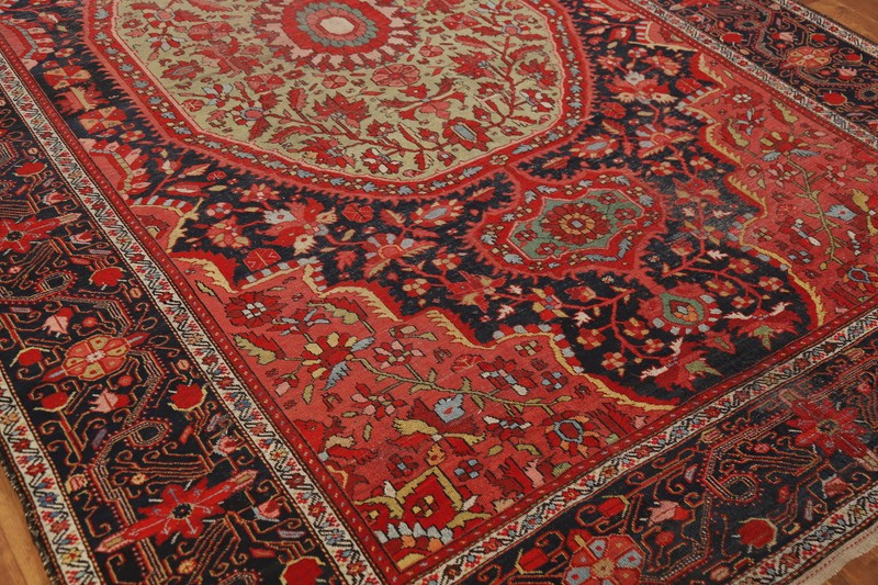 Pre-1900 Vegetable Dye Saroouk Farahhan Antique Rug 7x10 Hand-knotted Carpet gallery