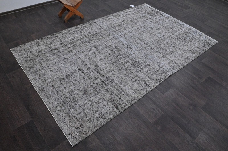 Oushak Turkish Vintage Rug 5x8 Kilim Rug Anatolian Handmade Boho Decor GRAY gallery