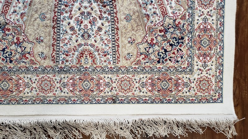 Beige & Cream Small Turkish Silk Rug 3x5 Bamboo Silk High Quality 2' 8" x 4' 11" gallery