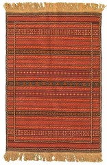 Vintage Hand Woven Area Rug 3’3″ x 4’11” Traditional Wool Oriental Carpet