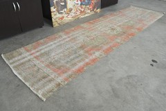 3×11 ft, turkish rug runner, hand-knotted vintage runner, oushak runner rug, 215