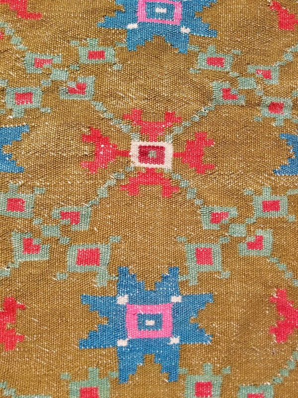 Vintage Traditional Handmade Oriental Wool Multicolor Kilim 5.7x2.4 ft gallery