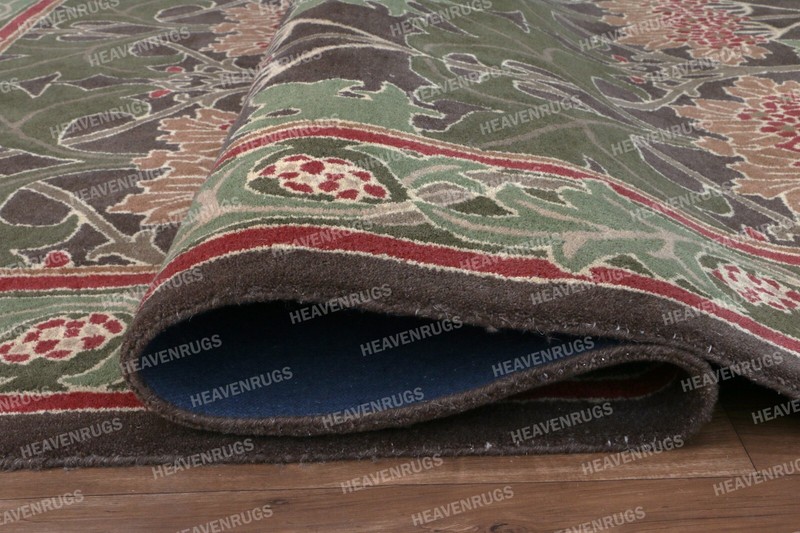 Cecil Hand Tufted Wool Area Rug William Morris Tradition Floral Green Brown Rug gallery