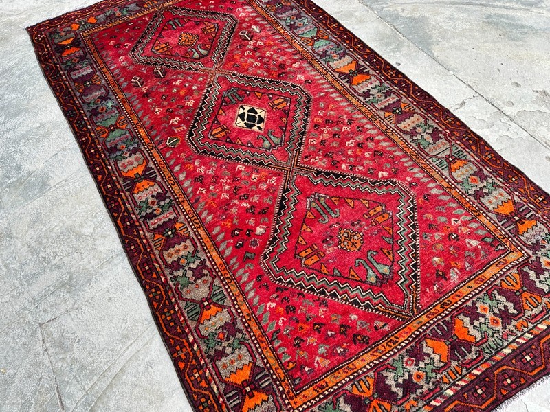 Semi Antique Caucasian Tribal Rug 5x9 Star Kazak Style Wool Living Room Runner gallery