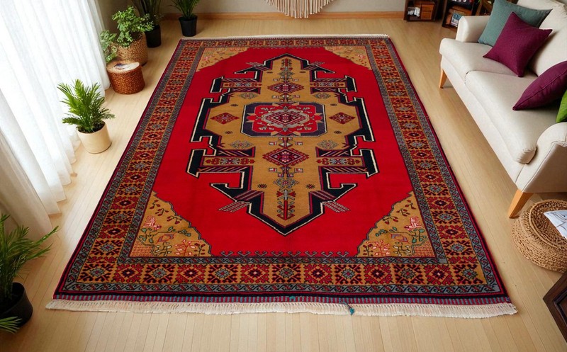 Vintage 1960s Handwoven Turkish Rug 6’8” x 9’11” – Unused Wool with Natural Dyes gallery