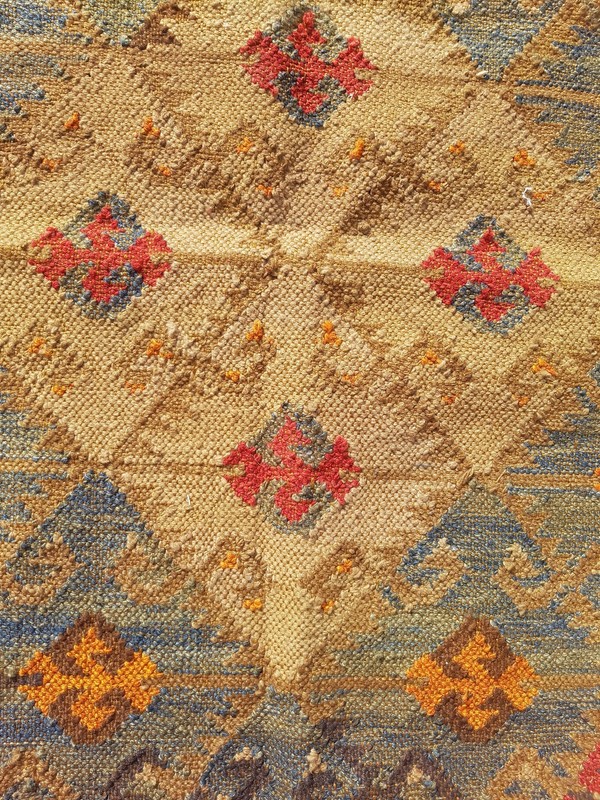 Distressed Vintage Handmade Traditional Yellow Kilim Floor Rug Carpet 264x161cm gallery