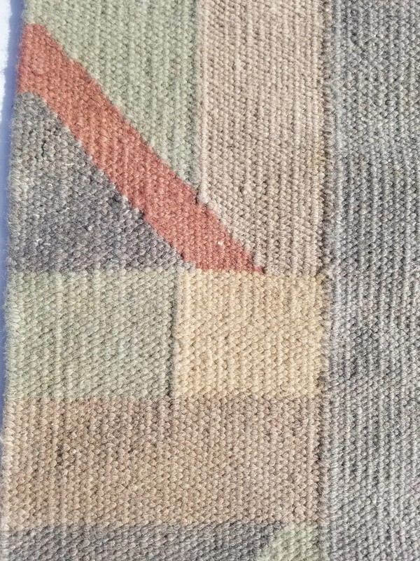 Vintage Handmade Traditional Geometric Cyan Grey Kilim Rug Carpet 5.7x3.9ft gallery