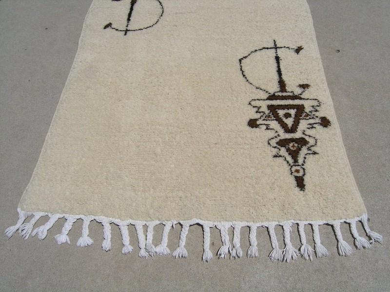Vintage Retro Moroccan Berber Beni Ourain Hand Woven Oriental Shag Rug 46x77" gallery